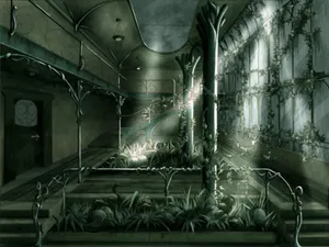 Obscure House With Plants Wallpaper