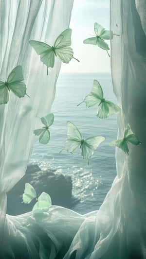 Ocean Breeze Butterfly Dance Wallpaper