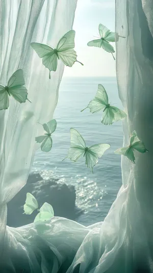 Ocean Breeze Butterfly Dance Wallpaper