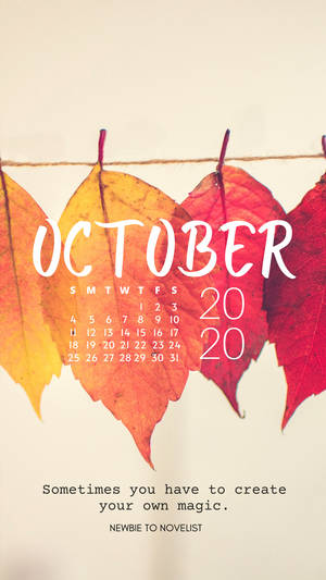 October 2020 Calendar Leaves Wallpaper