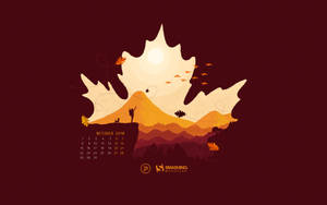 October 2020 Calendar Maroon Wallpaper