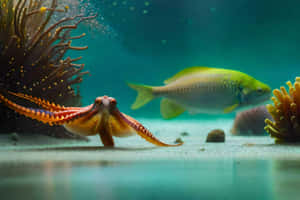 Octopusand Fish Underwater Scene.jpg Wallpaper