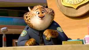 Officer Clawhauser At Police Desk Wallpaper