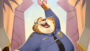 Officer Clawhauser Celebrates Victory Wallpaper