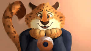 Officer Clawhauser Enjoying Donut Wallpaper