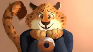 Officer Clawhauser Enjoying Donut Wallpaper