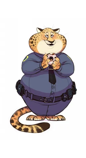 Officer Clawhauser Enjoying Donut Wallpaper