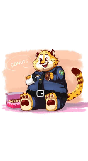 Officer Clawhauser Enjoying Donuts Wallpaper