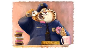 Officer Clawhauser Enjoying Donuts Wallpaper