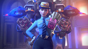 Officer D.va Giving A Ticket To An Unsuspecting Driver. Wallpaper