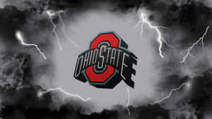 Ohio State Logo Storm Cloud With Lightning Strikes Wallpaper