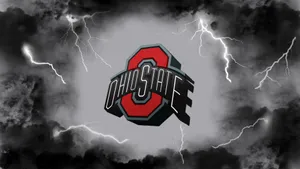 Ohio State Logo Storm Cloud With Lightning Strikes Wallpaper