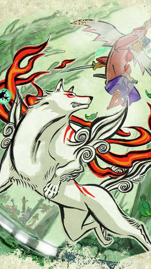 Okami And Tengu Digital Art Wallpaper