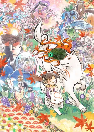 Okami With Kami Characters Wallpaper