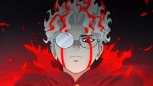 Okarun Intense Red Flame Scene Wallpaper