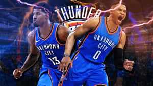 Oklahoma City Thunders Paul George, Russell Westbrook Wallpaper