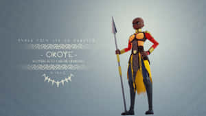 Okoye In Fighting Stance Wallpaper