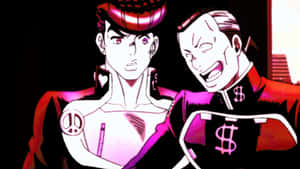 Okuyasu Nijimura Striking A Pose In A Colorful Background Wallpaper