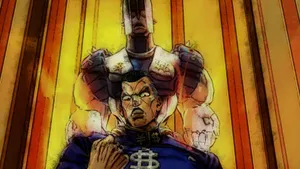 Okuyasu Nijimura Striking A Pose In Jojo's Bizarre Adventure Wallpaper Wallpaper