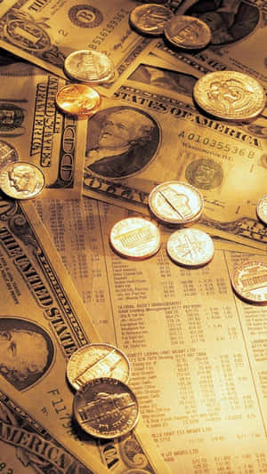 Old Money Aesthetic Currencyand Stocks Wallpaper