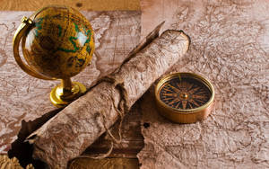 Old Scrolls And Topographic Map Wallpaper