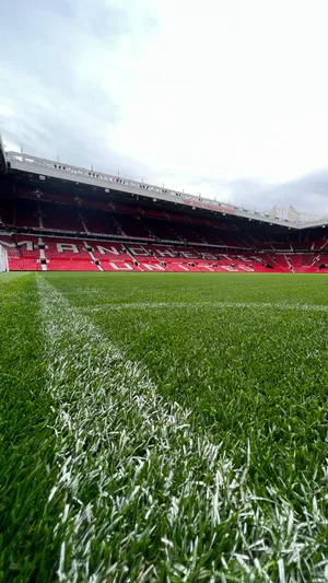 Old Trafford Stadium Grass Perspective Wallpaper