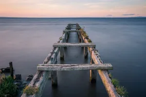 Old Wooden Pierat Sunset Wallpaper