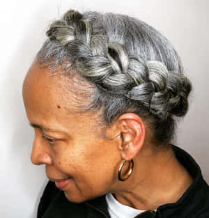 Older Black Woman Braided Gray Hair Wallpaper