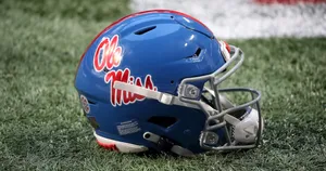 Ole Miss Football Helmeton Field Wallpaper