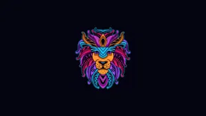 Oled Monitor Lion Head With Tribal Designs Wallpaper