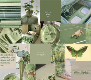 Olive Green Aesthetic Collage Wallpaper