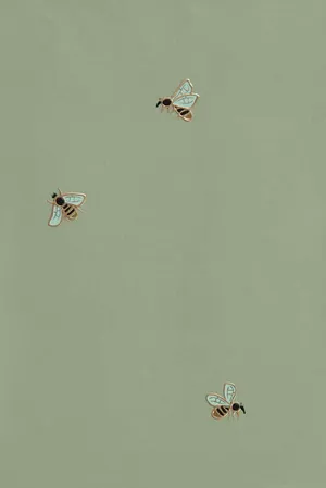 Olive Green Bees Aesthetic Wallpaper Wallpaper