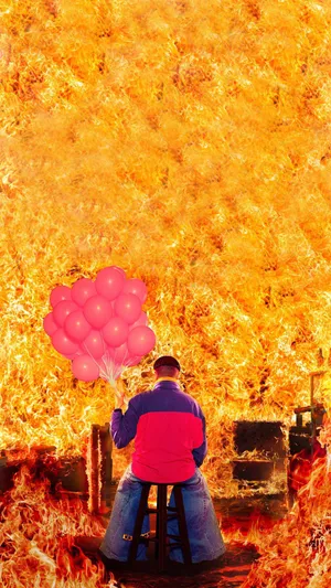 Oliver Tree Engulf With Flames Wallpaper