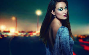 Olivia Wilde Blue Dress Wallpaper