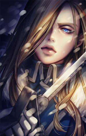 Olivier Mira Armstrong, The Fierce Leader Of The Briggs' Fortress In Fullmetal Alchemist. Wallpaper