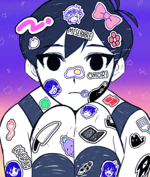 Omori Pfp With Stickers Wallpaper