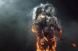 On Fire Astronaut Wallpaper