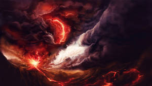 On Fire Volcano Wallpaper