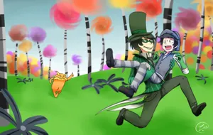 Onceler_and_ Friend_ Frolicking_in_ Truffula_ Forest Wallpaper