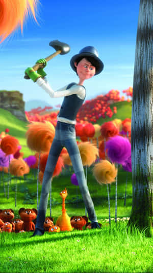 Onceler Swinging Axe Lorax Movie Wallpaper