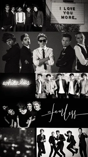 One Direction Aesthetic Grayscale Collage Wallpaper