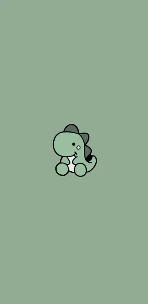 One Green Dino Kawaii Iphone Wallpaper