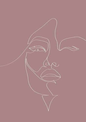 One Line Drawing Winking Woman Wallpaper