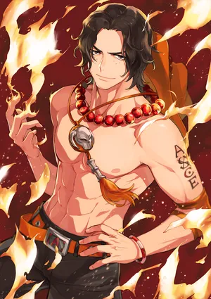 One Piece Ace Surrounded By Fire Wallpaper