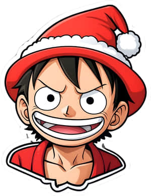 One Piece Luffy Christmas Hat Wallpaper