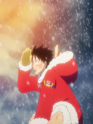 One Piece Luffy Santa Costume Wallpaper