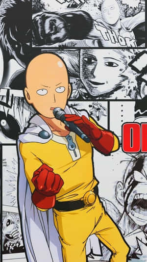 One Punch Man Saitama Microphone Wallpaper