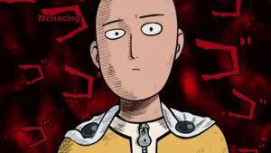 One Punch Man With Menacing Symbol Wallpaper