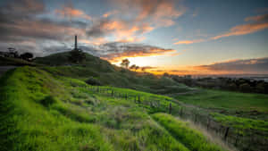 One Tree Hill Auckland Sunset Wallpaper