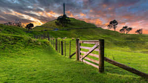 One Tree Hill Auckland Sunset Wallpaper